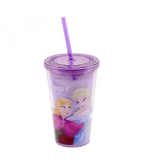 Imagem de Copo Com Canudo Anna e Elsa 450ml Frozen - Disney