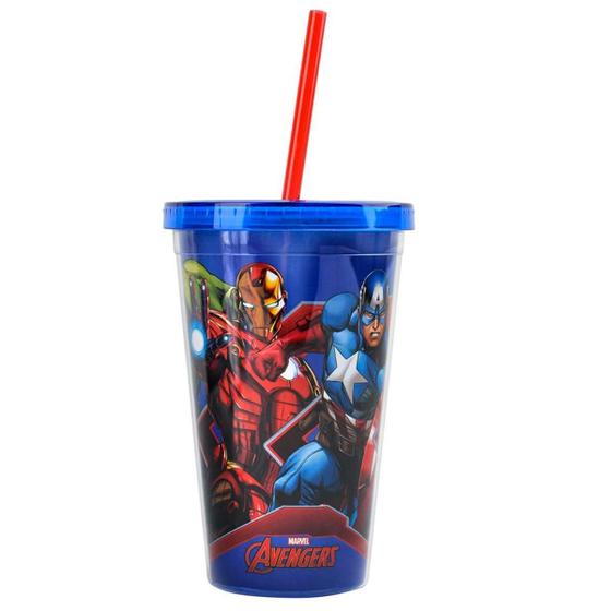 Imagem de Copo Com Canudo Avengers Marvel ul 450Ml