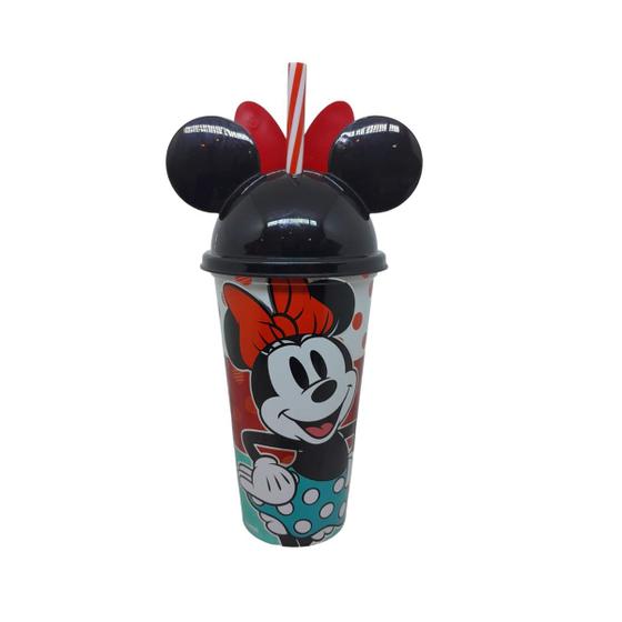 Imagem de Copo com canudo coleção disney minnie com orelhas e laço 500 ml.