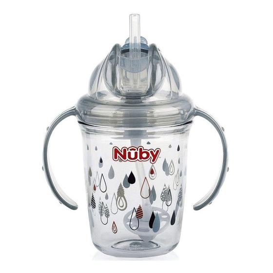 Imagem de Copo Com Canudo E Alça Tritan 240ml +12m Nuby Cinza