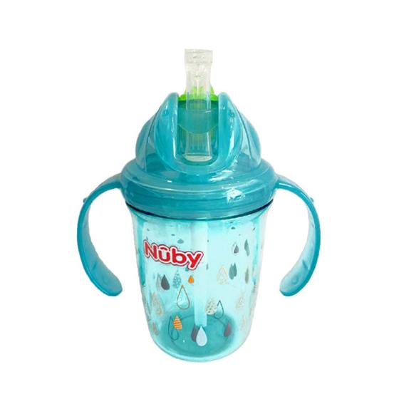 Imagem de Copo Com Canudo E Alça Tritan Azul Gotas 240ml +12m Nuby