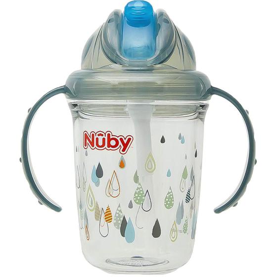 Imagem de Copo Com Canudo E Alça Tritan Cinza 240Ml +12M Nuby
