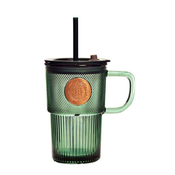 Imagem de Copo com Canudo e Alça Vidro Cold 420ML