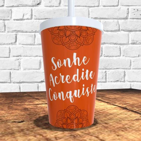 Imagem de Copo com canudo holográfico 550ml linha mandalas ref0237 - casa fé