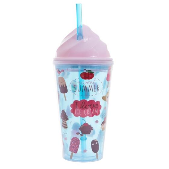 Imagem de Copo com canudo Ice Cream Tampa Sorvete 500ml