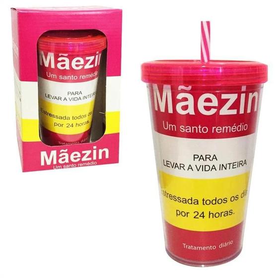 Imagem de Copo Com Canudo Parede Dupla Mãezin 470 Ml - Allmix
