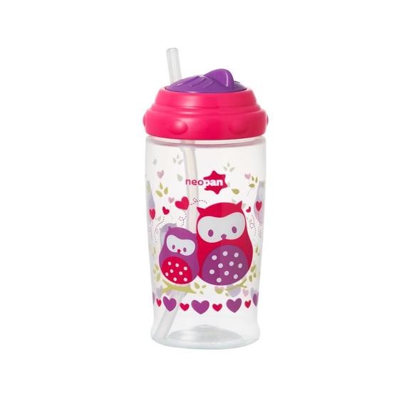 Imagem de Copo com canudo retrátil Rosa 360ml Neopan - Hidratação Prática e Confortável, Ideal para Crianças, Design Moderno e Funcional