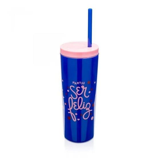 Imagem de Copo Com Canudo Ser Feliz 550ml Ludi