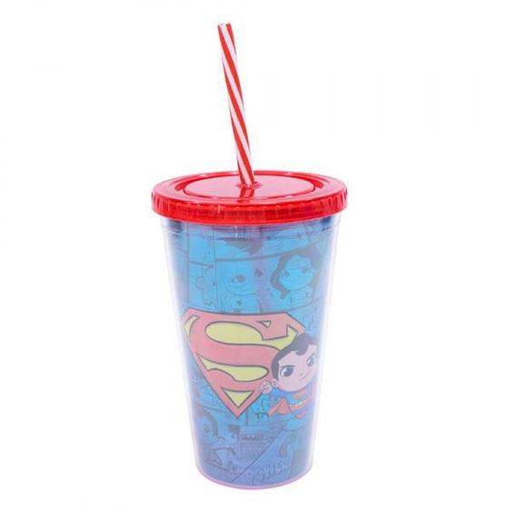 Imagem de Copo com Canudo Super Homem DC Comics 450ml - Tasco Inport