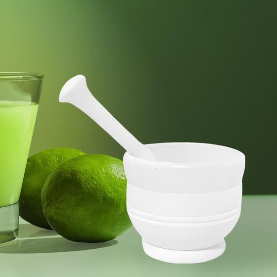 Imagem de Copo Com Pilão Para Caipirinha De Plastico - Branco