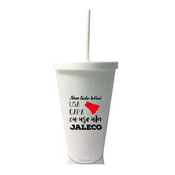 Imagem de Copo Com Tampa E Canudo Branco Personalizado Profissões