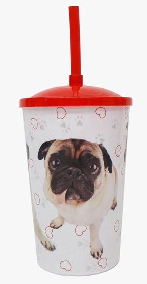 Imagem de Copo com Tampa e Canudo Cachorro Raças Pet 750 ml Pug - Pet Toys