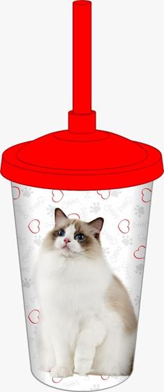 Imagem de Copo com Tampa e Canudo Gato Raças Pet 750 ml Ragdoll - Pet Toys