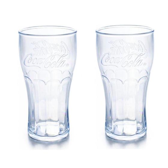 Imagem de Copo da Coca-Cola de Plástico Linha Cristal Incolor Plasútil kit 2 unidades