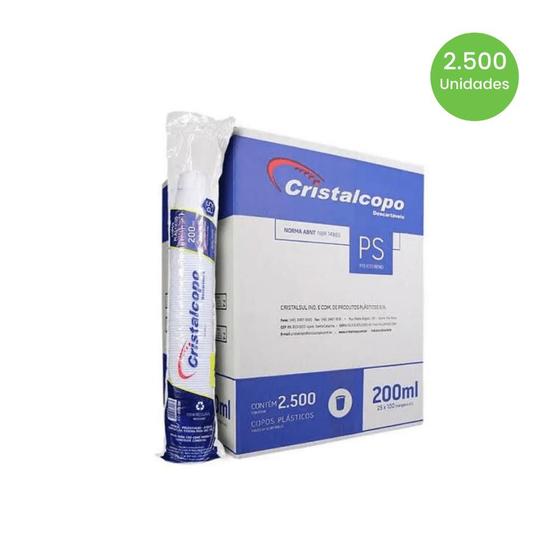 Copo de 200ml Branco ABNT2012 Cristalcopo com 2.500 unidades Menor preço em Copo de 200ml Branco ABNT2012 Cristalcopo com 2.500 unidades
