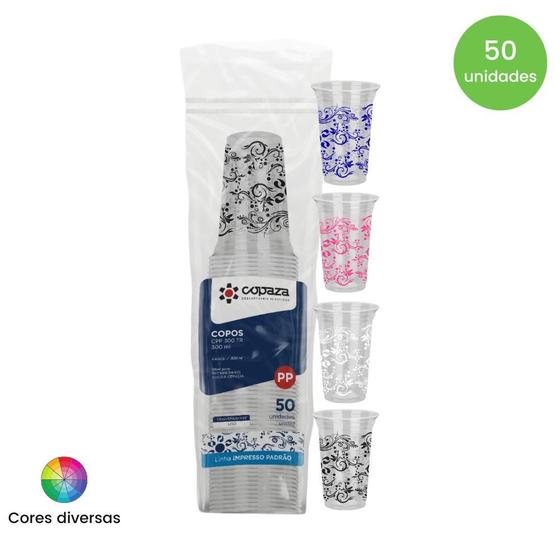 Imagem de Copo de 300ml Arabesco PP Copaza com 50 unidades - Cores Sortidas