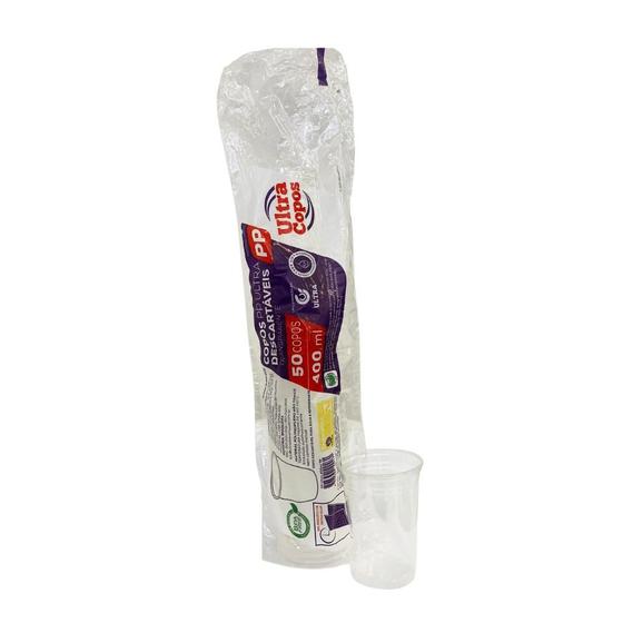 Imagem de Copo de 400ml PP Transparente Liso Ultra Copos Replast com 50 unidades