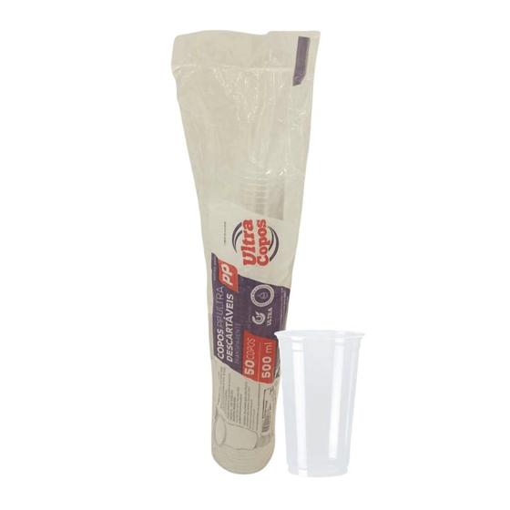 Imagem de Copo de 500ml Transparente Liso PP Ultra com 50 unidades