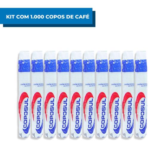 Imagem de Copo De Café PS Descartável Tira de Festa Fita Copinho Plástico Chá Bebida 50 ml Branco C/1.000 COPOSUL