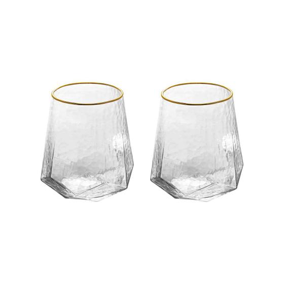 Imagem de Copo De Cristal Wolff 550 ml Borda Dourada Taj 2 Peças