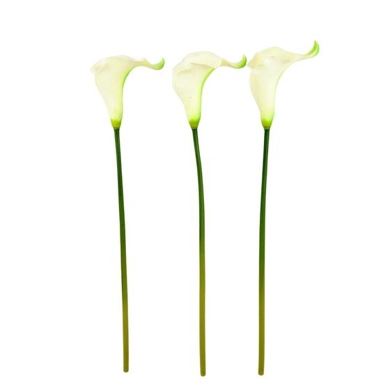 Imagem de Copo De Leite Branco 60Cm Planta Artificial Toque Real 3Pc