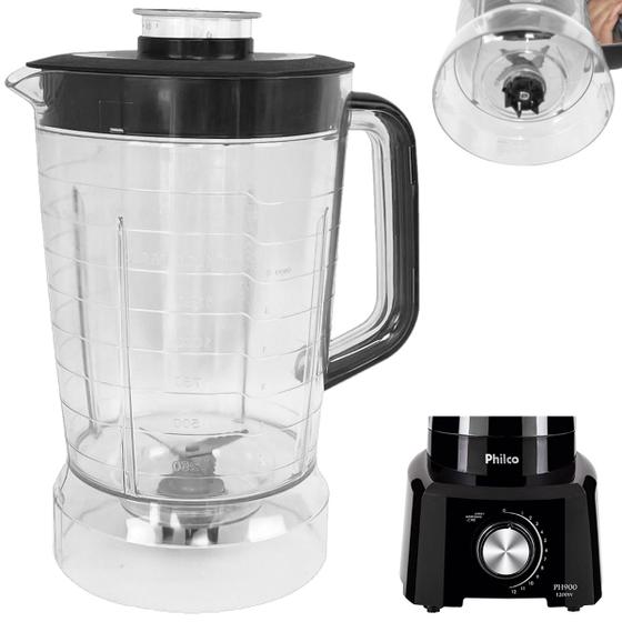 Copo De Liquidificador Philco Ph900 Cristal Tampa Preta Menor preço em Copo De Liquidificador Philco Ph900 Cristal Tampa Preta