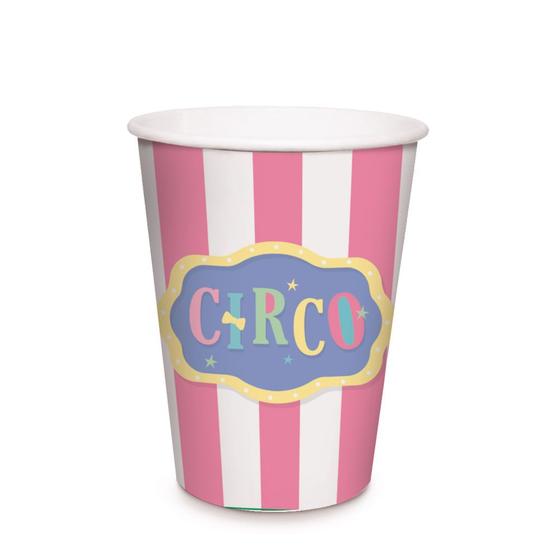 Imagem de Copo De Papel 240ml Cromus Circo Rosa C/8 Unidades