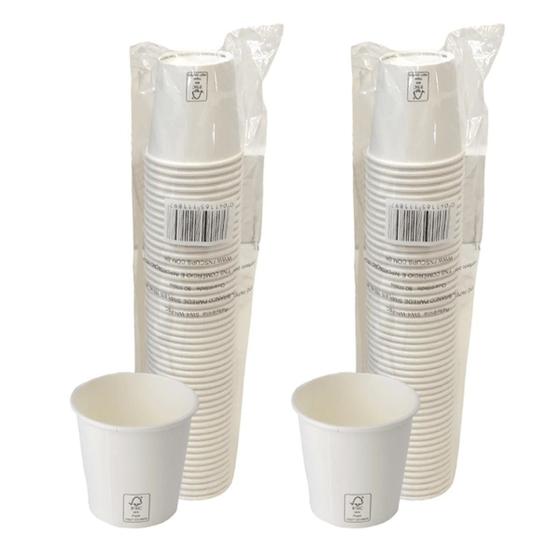 Imagem de Copo De Papel Branco 100Ml 110Ml Biodegradável Térmico C/100