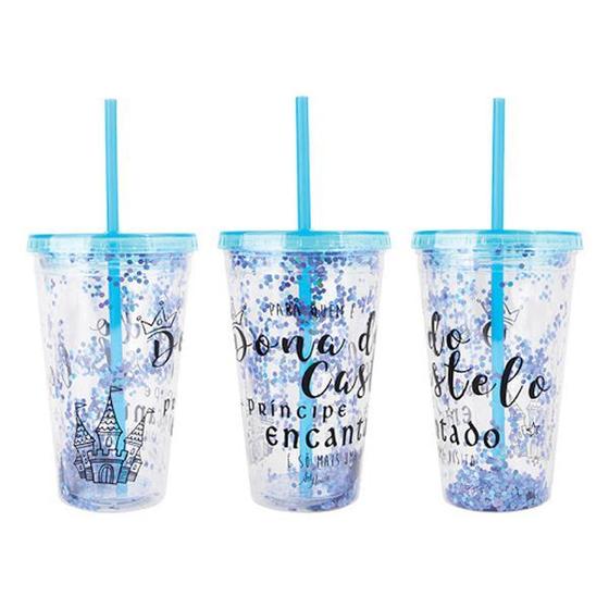 Imagem de Copo de Plástico 450ml Shine Teen com Canudo - Art Brink