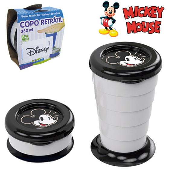Imagem de Copo De Plastico Retratil Com Tampa Mickey 330Ml - PLASUTIL