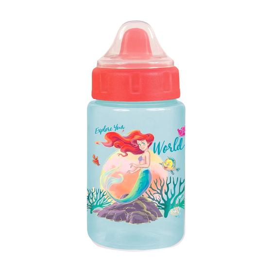 Imagem de Copo De Transição Infantil Com Tampa Higiênica e Válvula Redutora de Pingos 340ml Ariel Princesas Disney