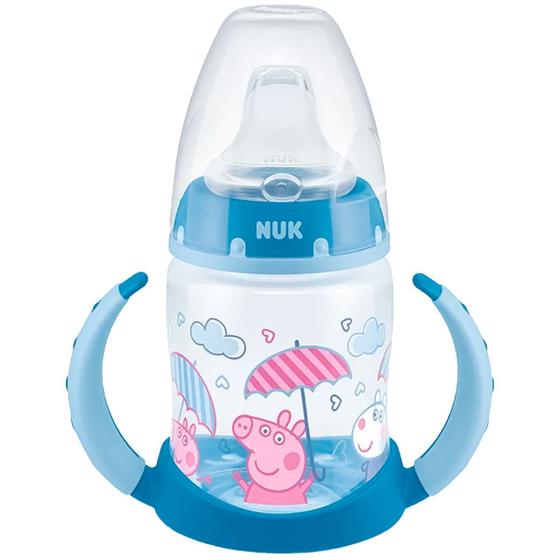 Imagem de Copo De Treinamento Infantil Bebê Criança Com Alças Antiderrapantes 150ML +6 Meses Peppa Pig Azul Nuk