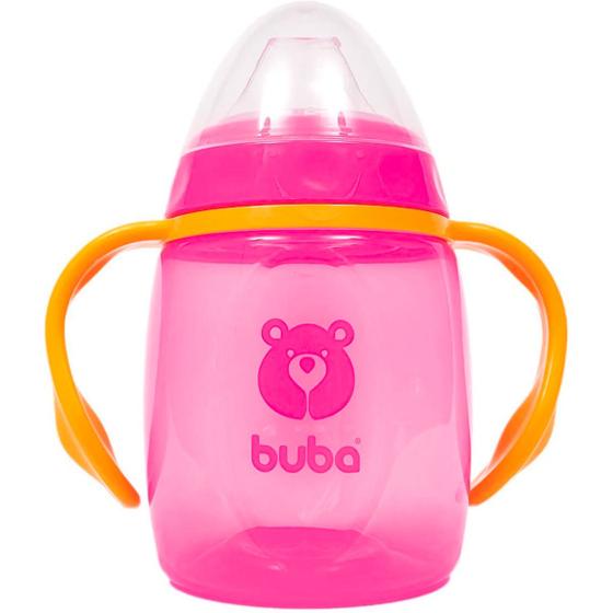 Imagem de Copo de Treinamento Infantil Bico de Silicone e Alça Removível 300ml Para Bebê +6 Meses Urso Buba