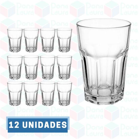 Copo de Vidro 350ml Vitamina Transparentes Drink 12 Unidades - DONA LAURA