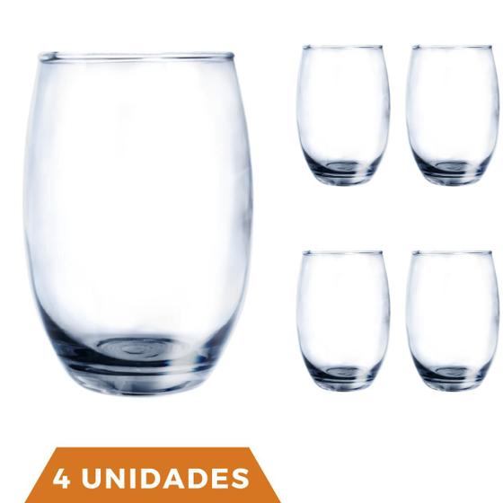 Imagem de Copo de Vidro Aruba Redondo Luxo 465ml Suco Agua Nadir 4Un