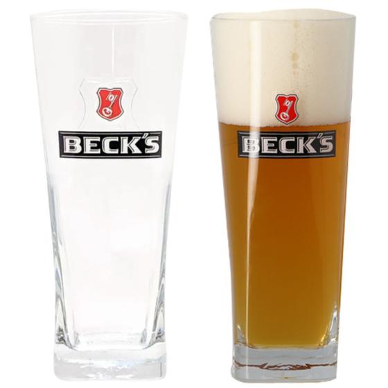 Imagem de Copo de Vidro Beck's Base Quadrada 300ml