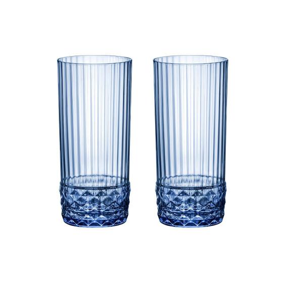 Imagem de Copo De Vidro Bormioli Rocco Para Água 490 ml Azul America 20s 2 Peças
