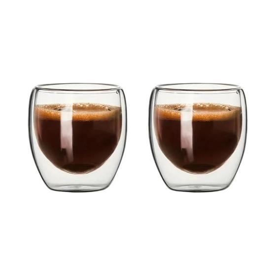 Imagem de Copo de Vidro com Parede Dupla - Isolamento Térmico - Mini Caneca de Café