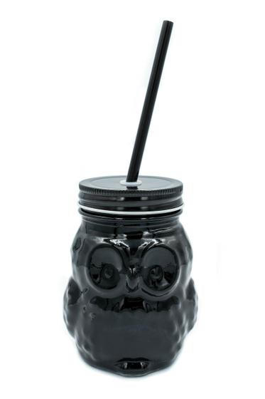 Copo de Vidro Coruja Com Tampa e Canudo 450ml Menor preço em Copo de Vidro Coruja Com Tampa e Canudo 450ml