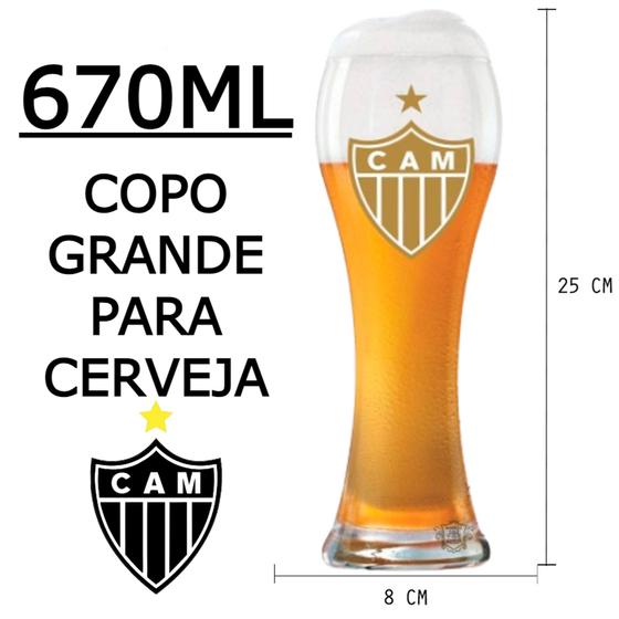 Imagem de Copo De Vidro Grande Para Cerveja Chopp 670ML Weissbier Atlético Mineiro - Utensílios De Cozinha