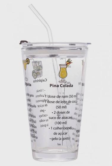 Imagem de Copo de Vidro para Drink com Canudo Personalizado 450ml Lyor