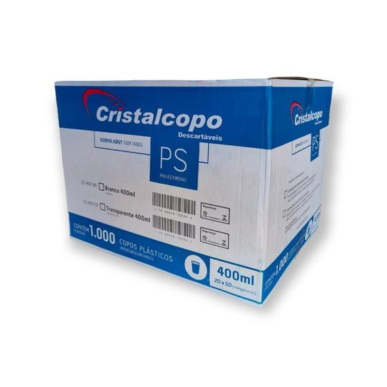 Imagem de Copo Descartável 400ml Transparente Cristalcopo c/20x50 un