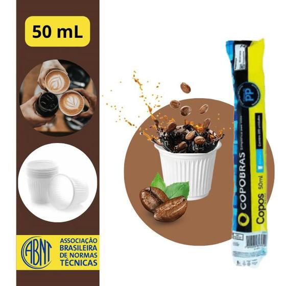 Imagem de Copo Descartável 50mL Branco PP C/1000 Forte - Cafézinho