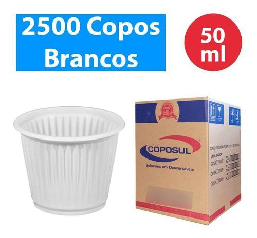 Imagem de Copo Descartável Plástico Café 50ml 2500 Uni Branco