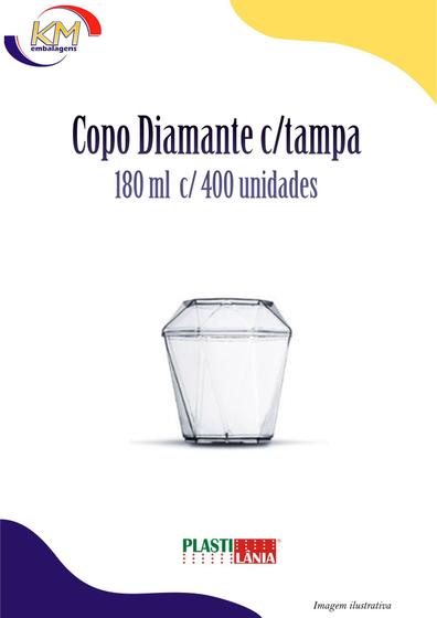 Imagem de Copo Diamante c/tampa 180 ml c/400 unid. - Plastilânia - sobremesa, doces, mousse (12029)