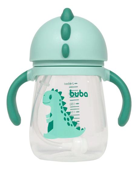 Imagem de Copo Dino c/ Alça e Canudo Retrátil 240ml - Verde - Buba