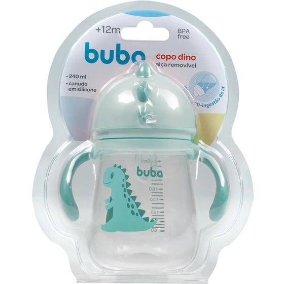 Imagem de Copo dino com dispositivo canudo e alca verde 240ml buba
