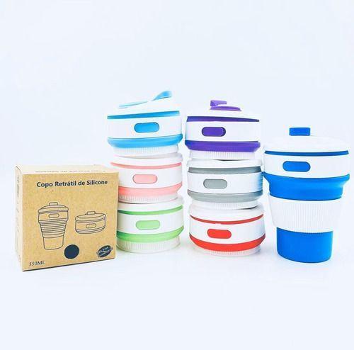 Imagem de Copo Dobrável Reutilizavel Silicone Retrátil Ecológico 350ml