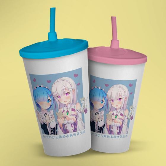 Imagem de Copo ECO com Tampa e Canudo Emilia & Rem - ReZero