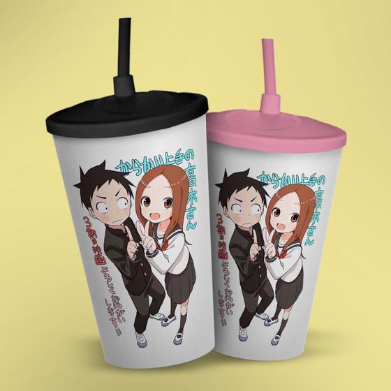 Imagem de Copo ECO com Tampa e Canudo  Karakai Jouzu no Takagi-san